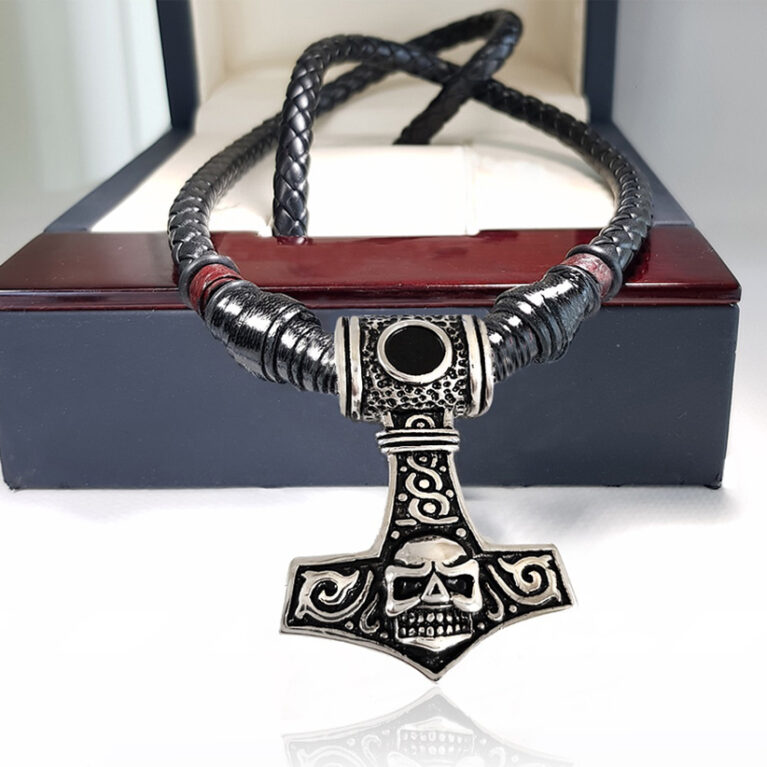 STEELWOLF-Thor Viking férfi bőr nyaklánc