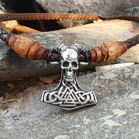 STEELWOLF-Férfi Valknut motoros szarvas koponya nyaklánc