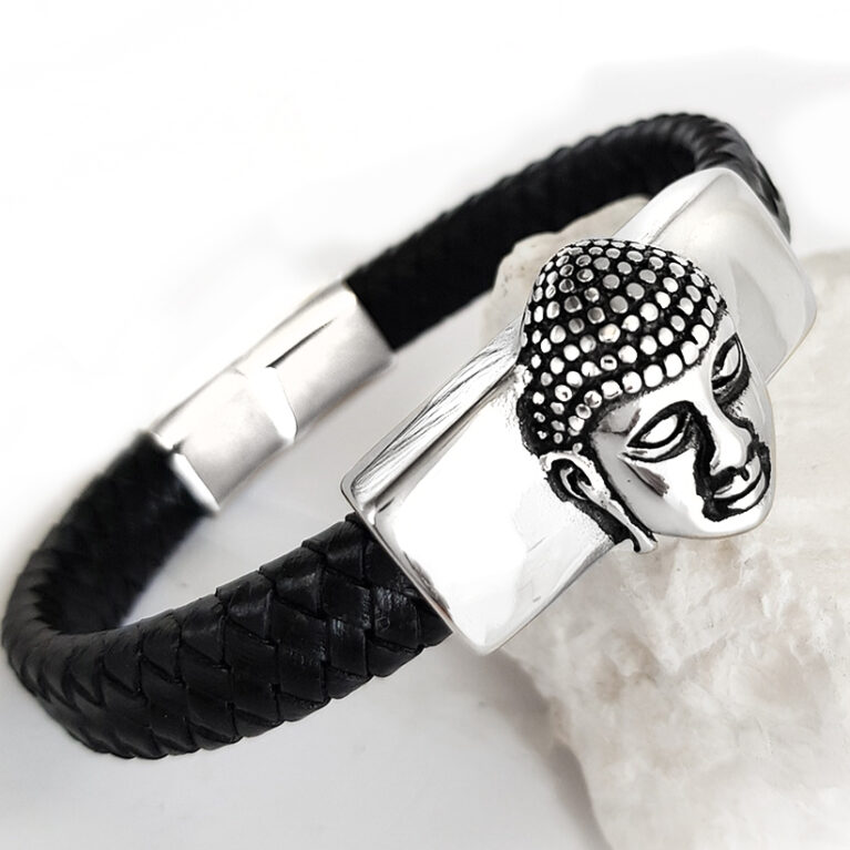 Buddha férfi bőr karkötő