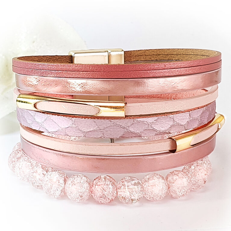 Rózsaszín 2in1  karkötő roppantott ...