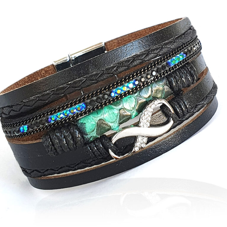 Dark végtelen jelü többszálas női bőr karkötő