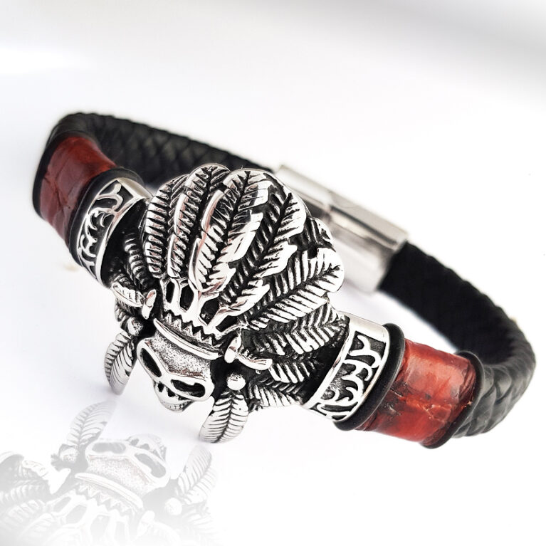 Charokee indián férfi bőr karkötő