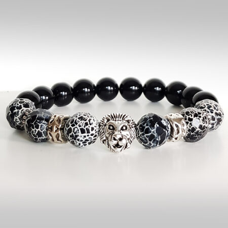 Oroszlános Achát -Ónix karkötő