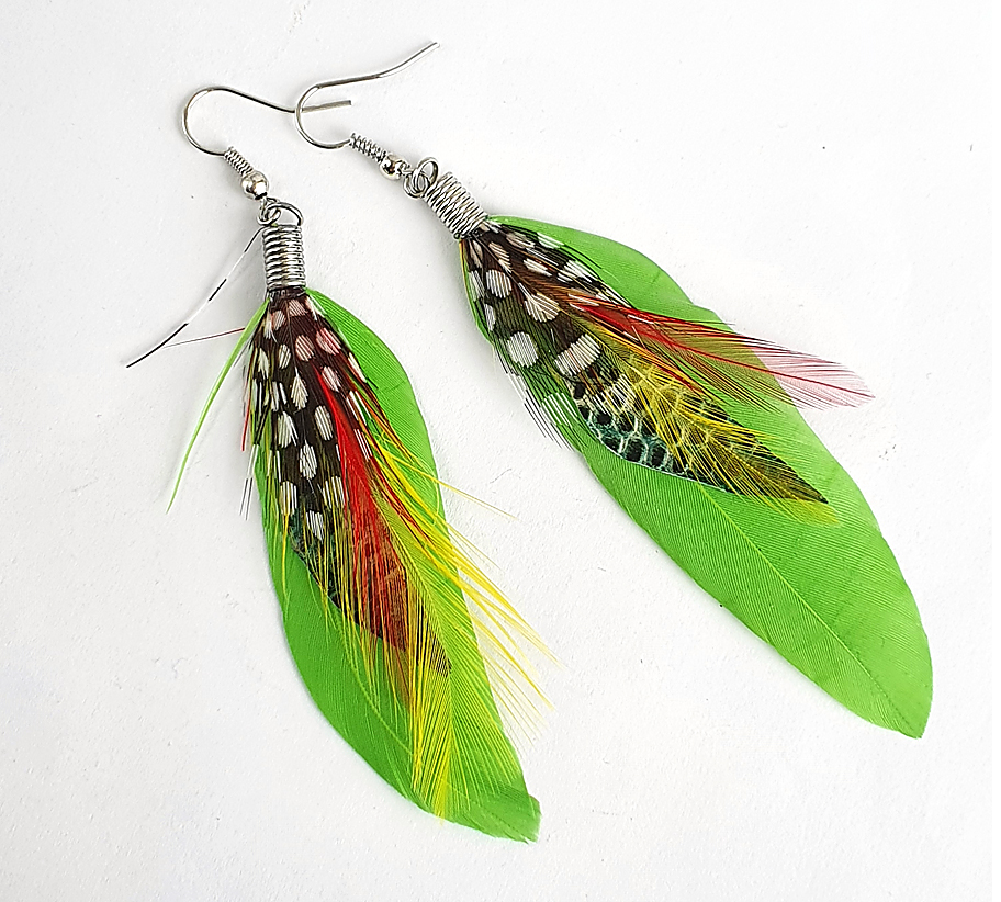 Zöld boho toll fülbevaló