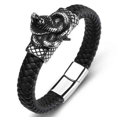 Ureusz kobra férfi bőr karkötő