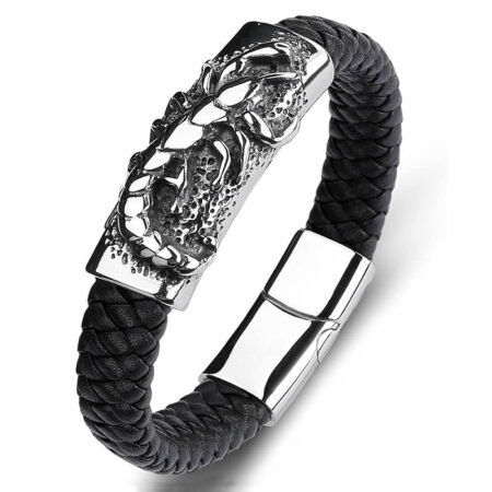 Skorpiós férfi bőr karkötő