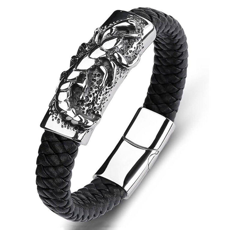 Skorpiós férfi bőr karkötő