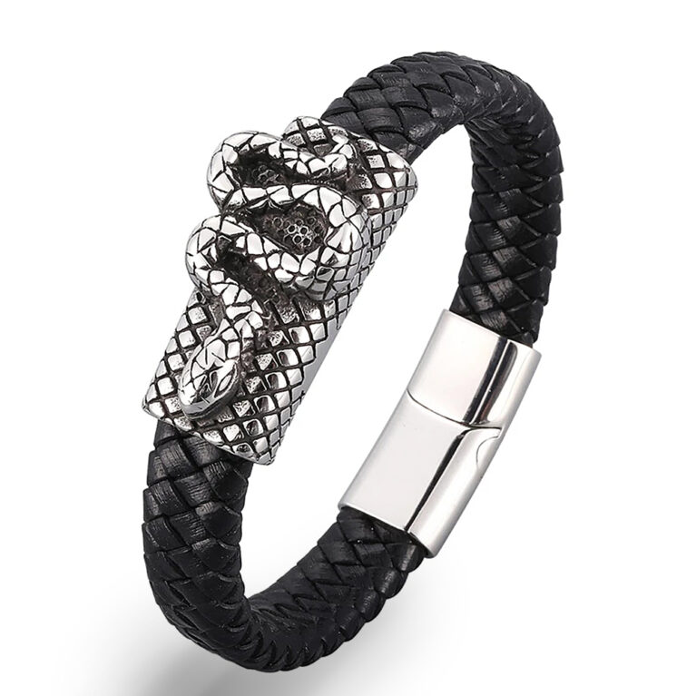 Kígyós bőr férfi karkötő