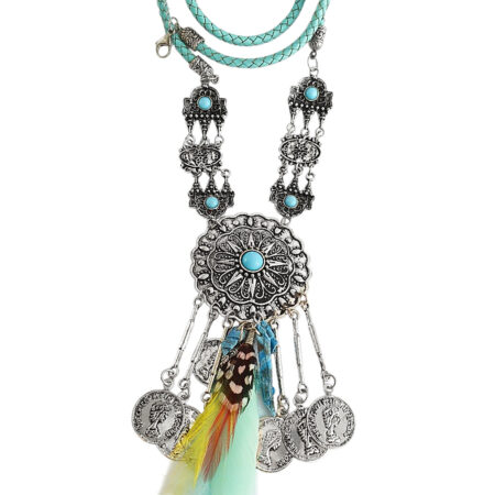 Vintage női türkinitköves érme nyaklánc