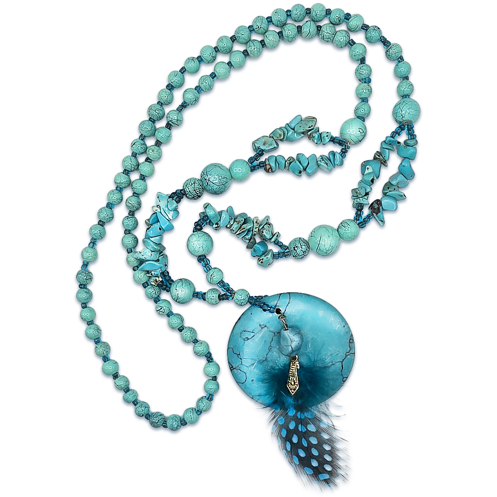 Bohém Lótusz türkizköves  nyaklánc